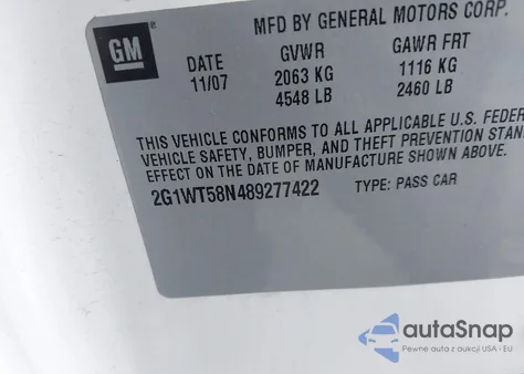 2008 Chevrolet Impala Lt z USA, uszkodzony, nr VIN 2G1WT58N489277422